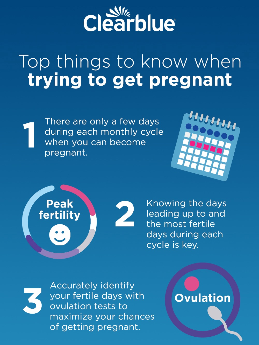 Infographics about top things to know when trying to get pregnant